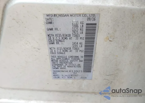 2017 Nissan Pathfinder Platinum/S/Sl/Sv from USA, damaged, VIN 5N1DR2MN5HC613925